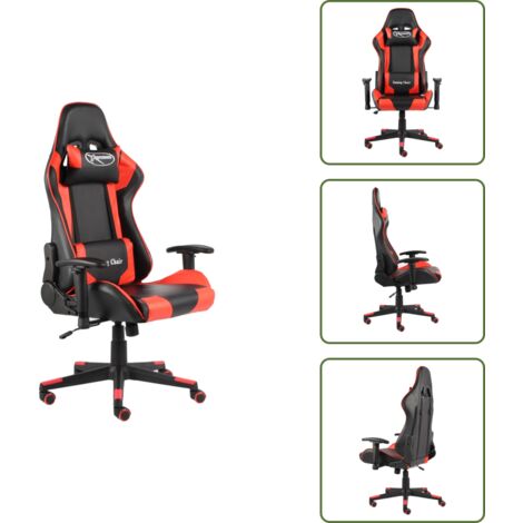 The Living Store Sedia da Gaming Girevole Rossa in PVC - Sedia girevole