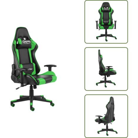 The Living Store Sedia da Gaming Girevole Verde in PVC - Sedia girevole