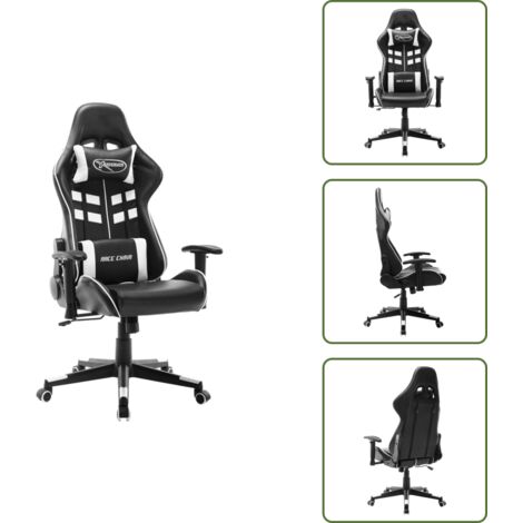 The Living Store Sedia da Gaming Nera e Bianca in Similpelle - Schienale alto