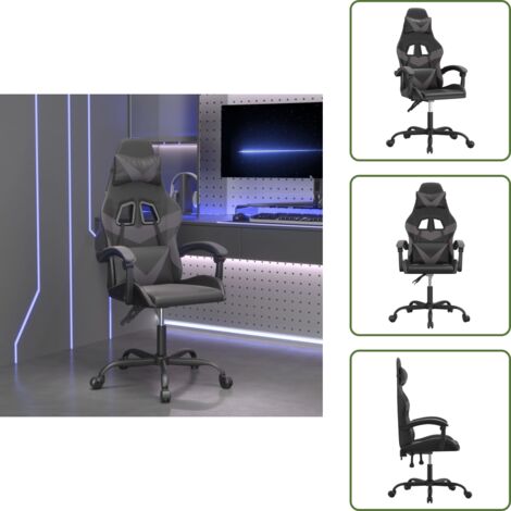 The Living Store Sedia da Gaming Nera e Grigia in Similpelle - Sedia da gioco