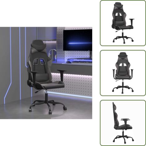 The Living Store Sedia da Gaming Nera e Grigia in Similpelle - Sedia gaming