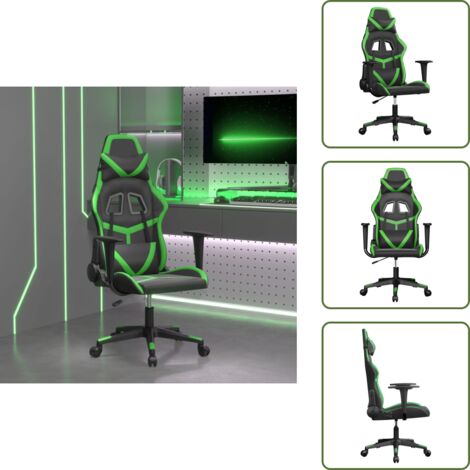 The Living Store Sedia da Gaming Nera e Verde in Similpelle - Similpelle