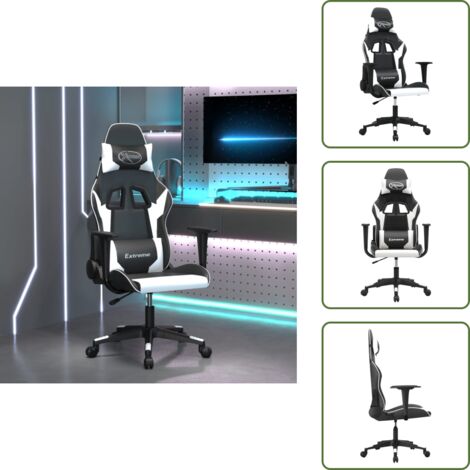 The Living Store Sedia da Gaming Nero e Bianco in Similpelle - Similpelle