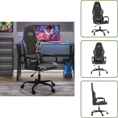 The Living Store Sedia da Gaming Nero e Mimetico in Similpelle - Sedia da gioco