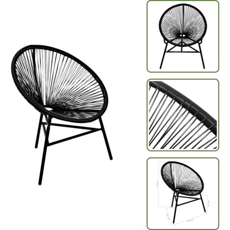 The Living Store Sedia da Giardino Acapulco in Polyrattan Nera - Sedia in rattan