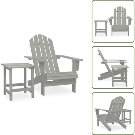 The Living Store Sedia da Giardino Adirondack con Tavolino Legno Abete Grigio - Tavolo da giardino