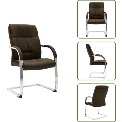 The Living Store Sedia da Ufficio a Sbalzo Marrone in Tessuto - Seduta ergonomica