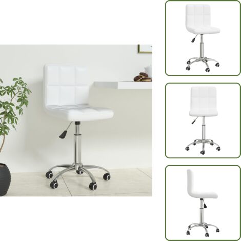 The Living Store Sedia da Ufficio Girevole Bianca in Similpelle - Sedia da ufficio regolabile