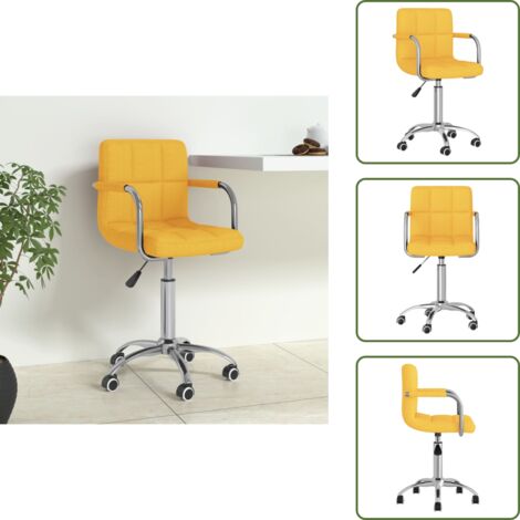 The Living Store Sedia da Ufficio Girevole Giallo Senape in Tessuto - Sedia da ufficio in tessuto