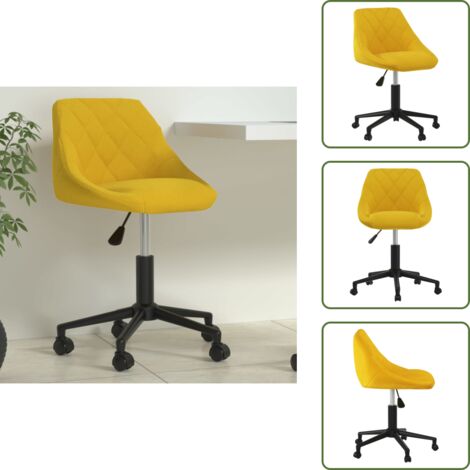 The Living Store Sedia da Ufficio Girevole Giallo Senape in Tessuto - Seduta in velluto