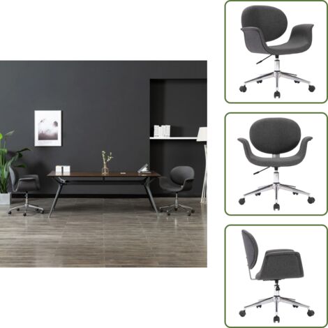 The Living Store Sedia da Ufficio Girevole Grigia in Tessuto - Seduta ergonomica