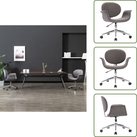 The Living Store Sedia da Ufficio Girevole Grigia in Tessuto - Seduta ergonomica