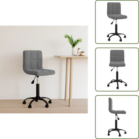 The Living Store Sedia da Ufficio Girevole Grigio Scuro in Velluto - Sedia da ufficio in velluto