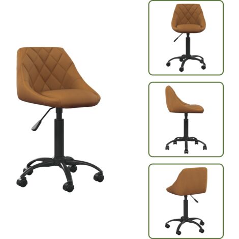The Living Store Sedia da Ufficio Marrone in Velluto - Sedia da ufficio regolabile