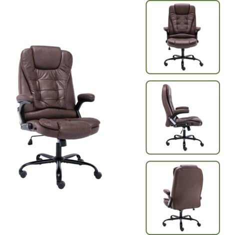 The Living Store Sedia da Ufficio Marrone Scuro in Scamosciato - Sedia ergonomica