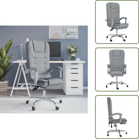 The Living Store Sedia da Ufficio Massaggio Reclinabile Grigio chiaro in Tessuto - Massaggio