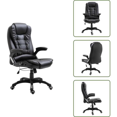 The Living Store Sedia da Ufficio Nera in Similpelle - Sedia ergonomica