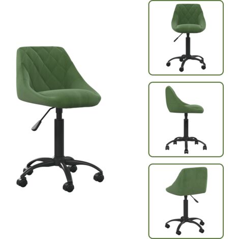 The Living Store Sedia da Ufficio Verde Scuro in Velluto - Sedia da ufficio regolabile