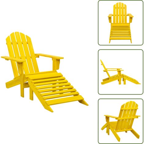 The Living Store Sedia Giardino Adirondack con Ottomana Massello di Abete Gialla - Pouf da giardino