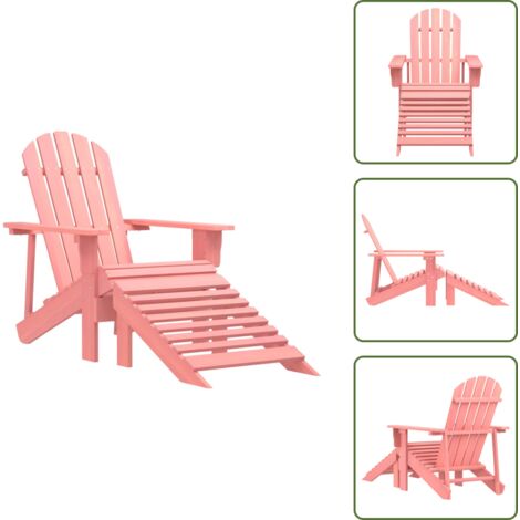 The Living Store Sedia Giardino Adirondack con Ottomana Massello di Abete Rosa - Pouf