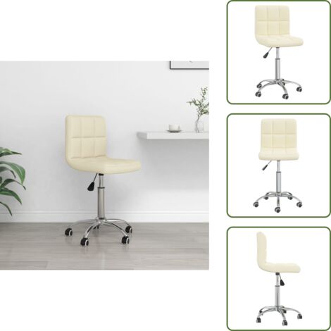The Living Store Sedia Girevole da Ufficio Crema in Tessuto - Sedia da ufficio con ruote