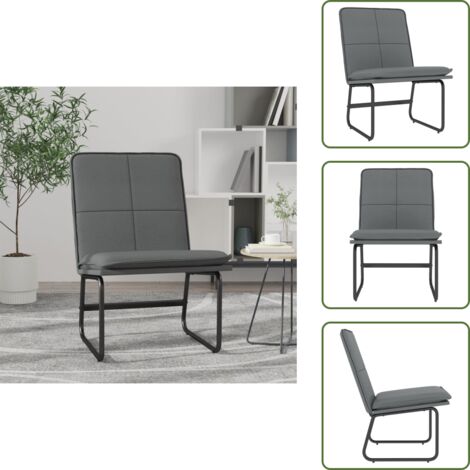The Living Store Sedia Lounge Grigia 54x75x76 cm in Similpelle - Sedia relax