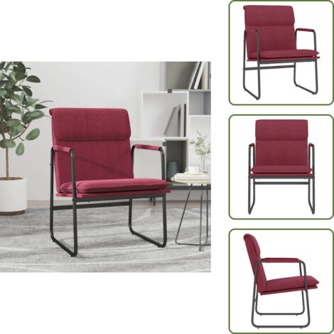 The Living Store Sedia Lounge Rosso Vino 55x64x80 cm in Tessuto - Sedia relax