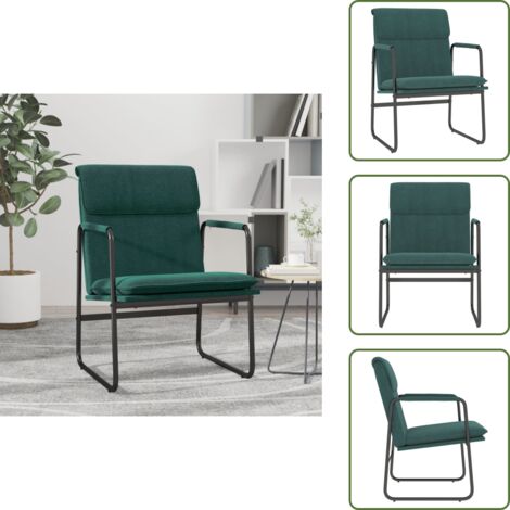 The Living Store Sedia Lounge Verde Scuro 55x64x80 cm in Tessuto - Sedia relax