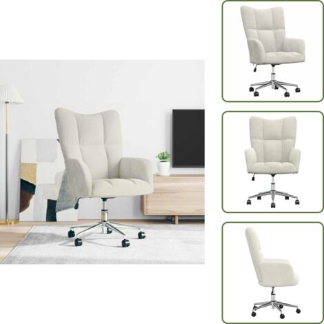The Living Store Sedia Relax Bianco Crema Velluto - Poltrona Relax