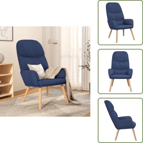 The Living Store Sedia Relax Blu in Tessuto - Poltrona Relax