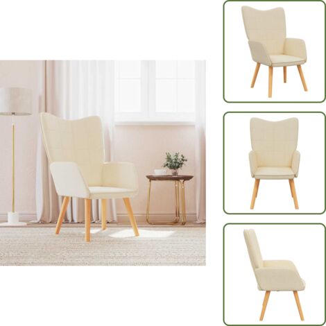 The Living Store Sedia Relax Crema in Tessuto - Poltrona Crema