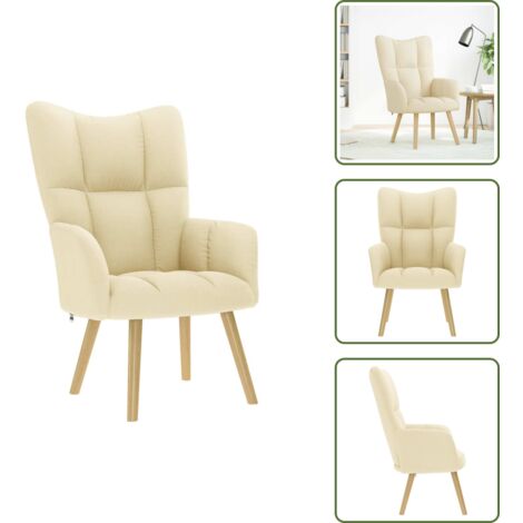 The Living Store Sedia Relax Crema in Tessuto - Poltrona in Tessuto