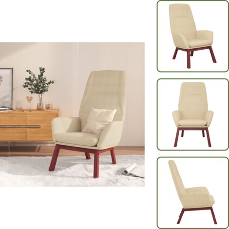 The Living Store Sedia Relax Crema in Tessuto - Poltrona Relax