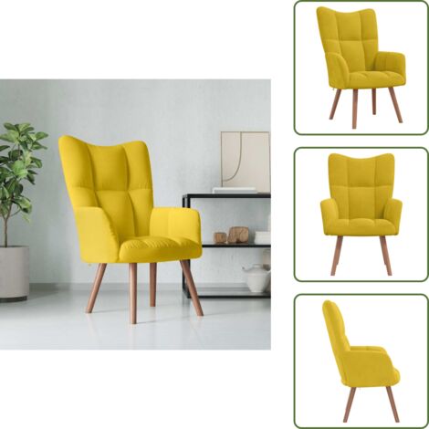 The Living Store Sedia Relax Giallo Senape in Velluto - Poltrona Relax