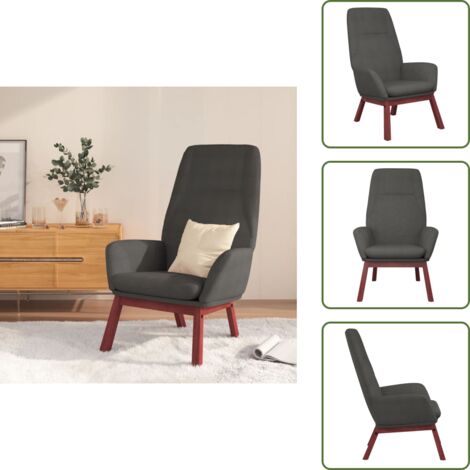 The Living Store Sedia Relax Grigio Scuro in Tessuto - Poltrona da Salotto