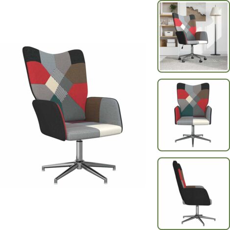 The Living Store Sedia Relax in Tessuto Patchwork - Poltrona Patchwork