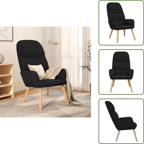 The Living Store Sedia Relax Nera in Tessuto - Poltrona Relax