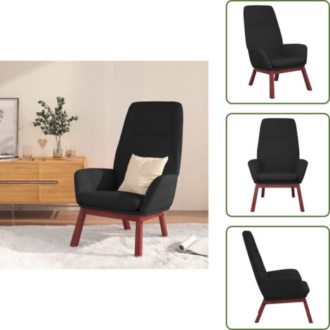 The Living Store Sedia Relax Nera in Tessuto - Poltrona Relax