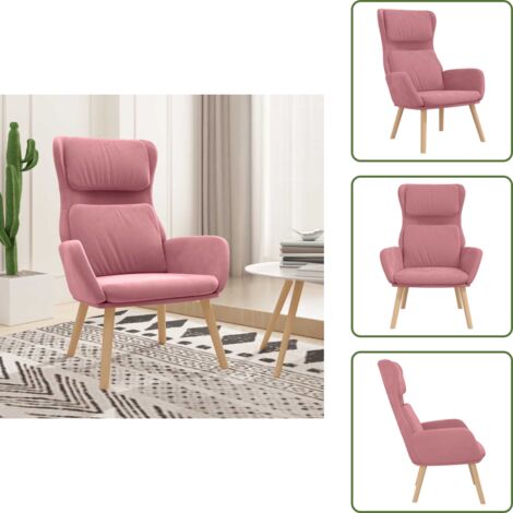The Living Store Sedia Relax Rosa in Velluto - Poltrona in Velluto