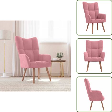 The Living Store Sedia Relax Rosa in Velluto - Poltrona Relax