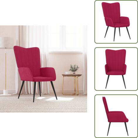 The Living Store Sedia Relax Rosso Vino in Velluto - Poltrona Relax