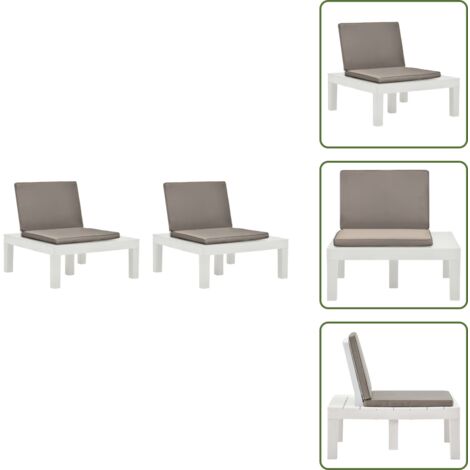 The Living Store Sedie a Sdraio da Giardino e Cuscini 2 pz in Plastica Bianche - Sedie da patio