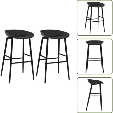 The Living Store Sedie da Bar 2 pz Nere - Sedie da bar 2 pz
