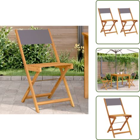 The Living Store Sedie da Bistrò 2pz Antracite Legno Massello Acacia e Tessuto - Sedie da giardino
