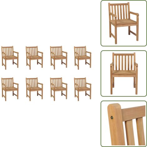 The Living Store Sedie da Esterni 8 pz in Legno Massello di Teak - Sedie da esterno
