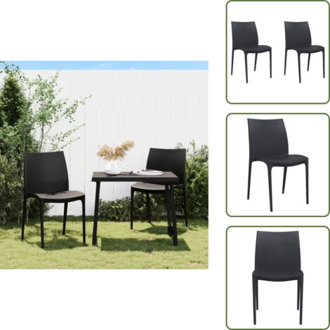 The Living Store Sedie da Giardino 2 pz Antracite 50x46x80 cm in Polipropilene - Sedie da balcone