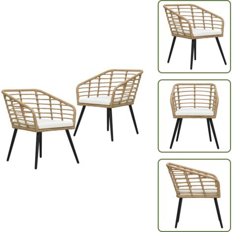 The Living Store Sedie da Giardino 2 pz con Cuscini in Polyrattan Rovere - Sedie in rattan