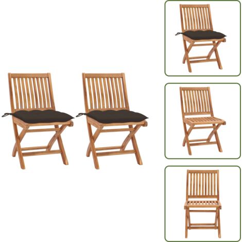 The Living Store Sedie da Giardino 2 pz con Cuscini Talpa in Massello di Teak - Sedie in legno
