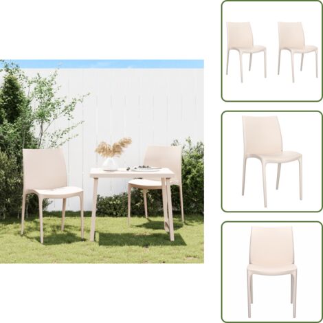 The Living Store Sedie da Giardino 2 pz Crema 50x46x80 cm in Polipropilene - Sedie da balcone