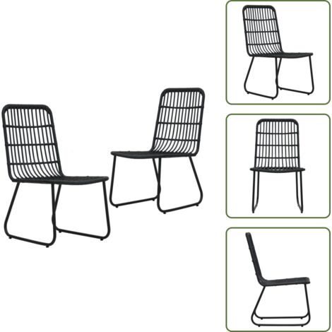 The Living Store Sedie da Giardino 2 pz in Polyrattan Nere - Sedie in rattan